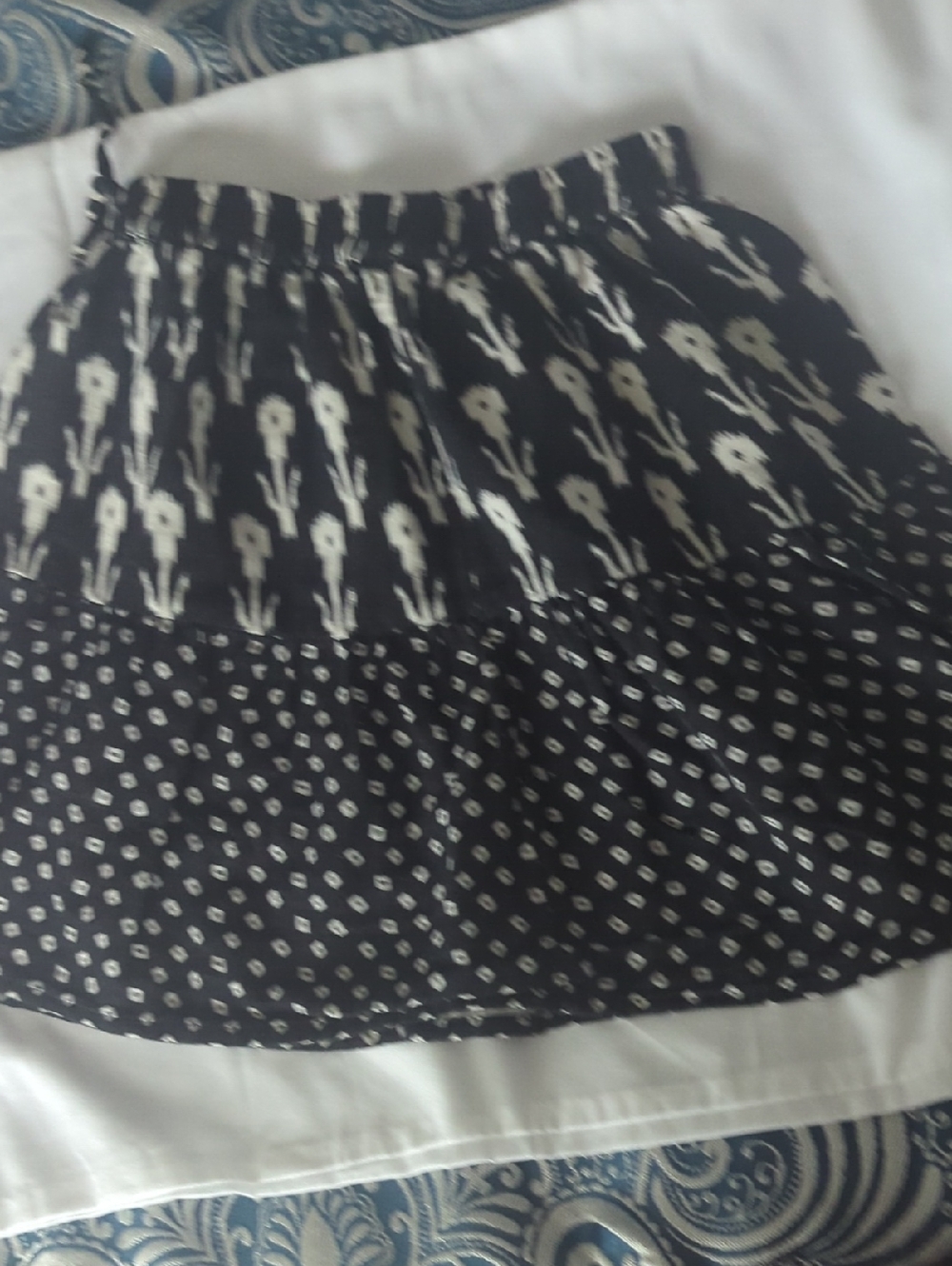 Zara Black and White Tiered Pattern Skirt